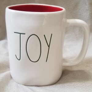 Rae Dunn Joy Christmas Holiday Coffee Mug. White w/ Red Interior. NWT.